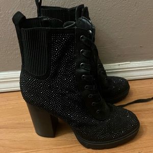 NEW Steve Madden studded rhinestone Black Boots 8